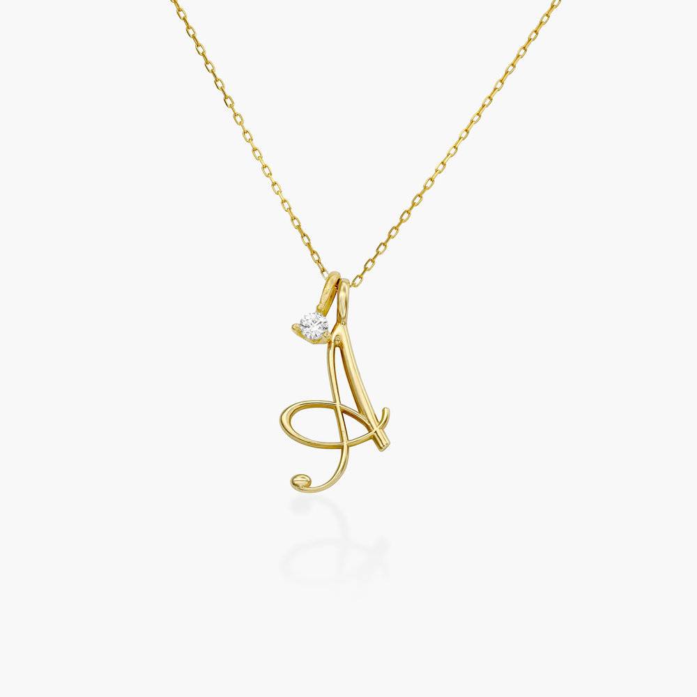 Nina Large Initial Music Note Necklace with Diamond - Gold Plated-1 product photo