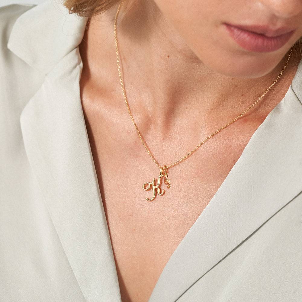 Nina Classic Initial Music Note Necklace - Gold Vermeil-3 product photo