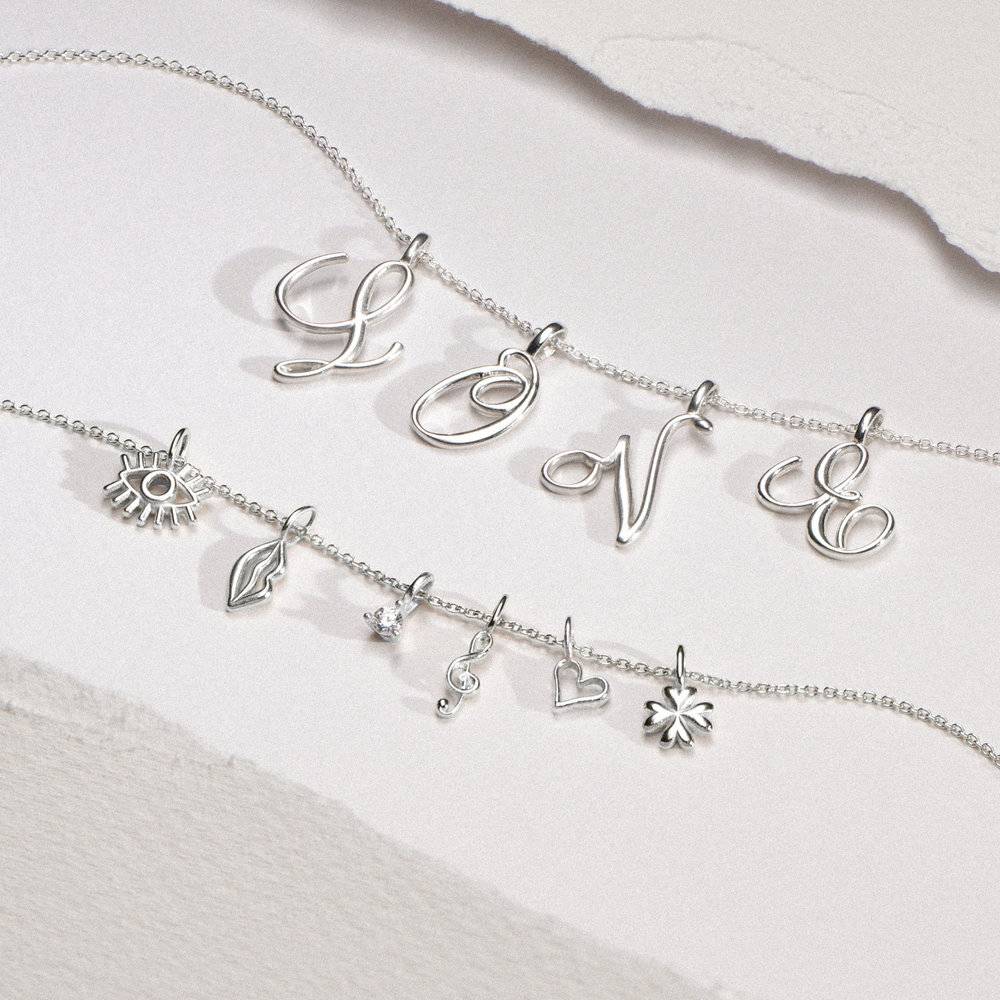Nina Classic Initial Music Note Necklace - Silver-4 product photo