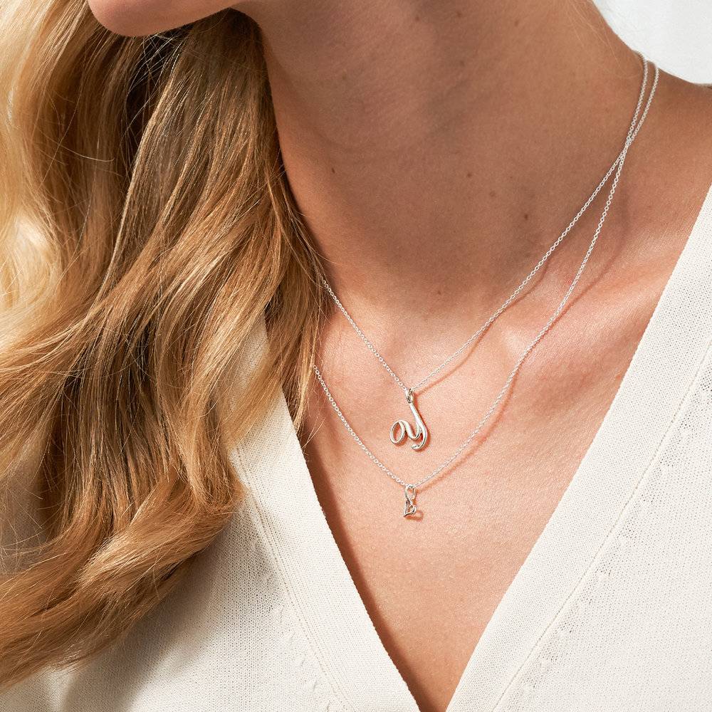Nina Classic Initial Music Note Necklace - Silver-1 product photo