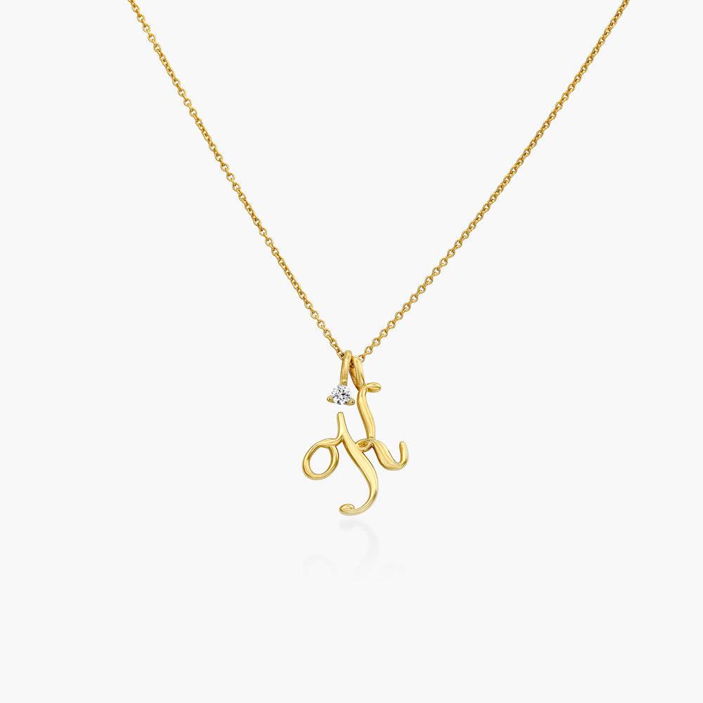 Nina Classic Initial Music Note Necklace with Diamond - Gold Vermeil-1 product photo