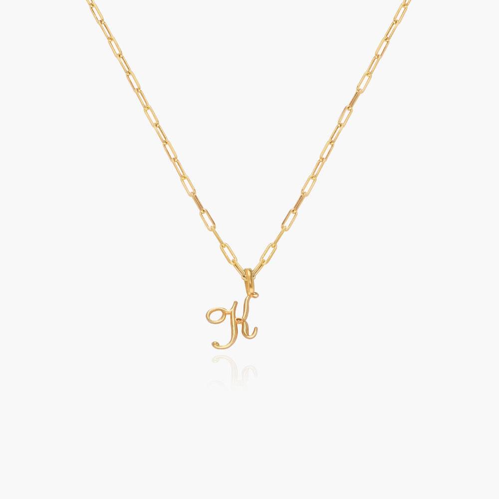 Nina mini Initial with Petit Link chain Necklace- 14k Solid Gold product photo