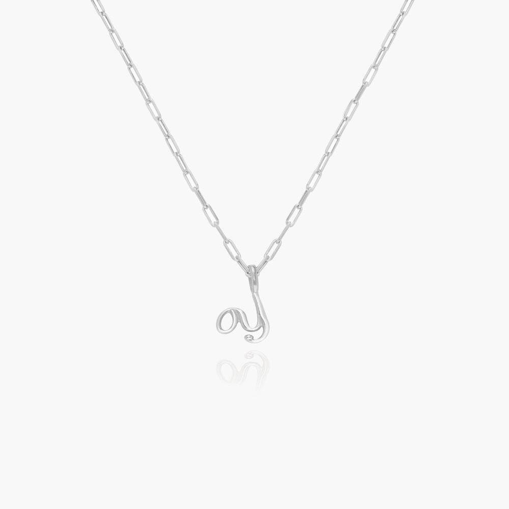 Nina mini Initial with Petit Link chain Necklace- Silver-1 product photo