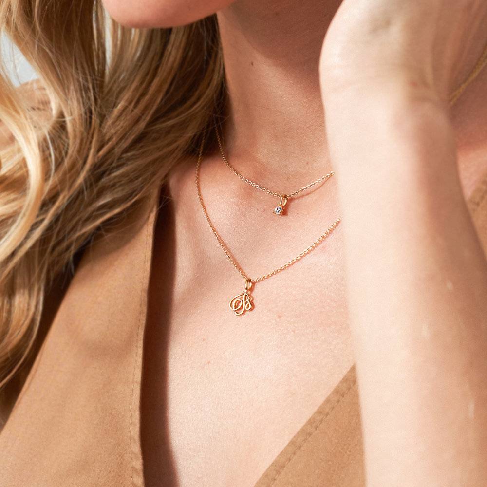 Nina Mini Initial Music Note Necklace - Gold Vermeil-4 product photo