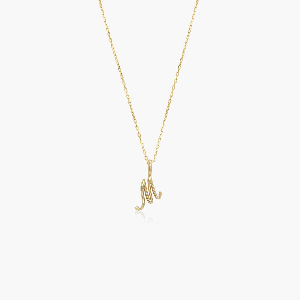 Nina Mini Initial Music Note Necklace - 14K Solid Gold-3 product photo
