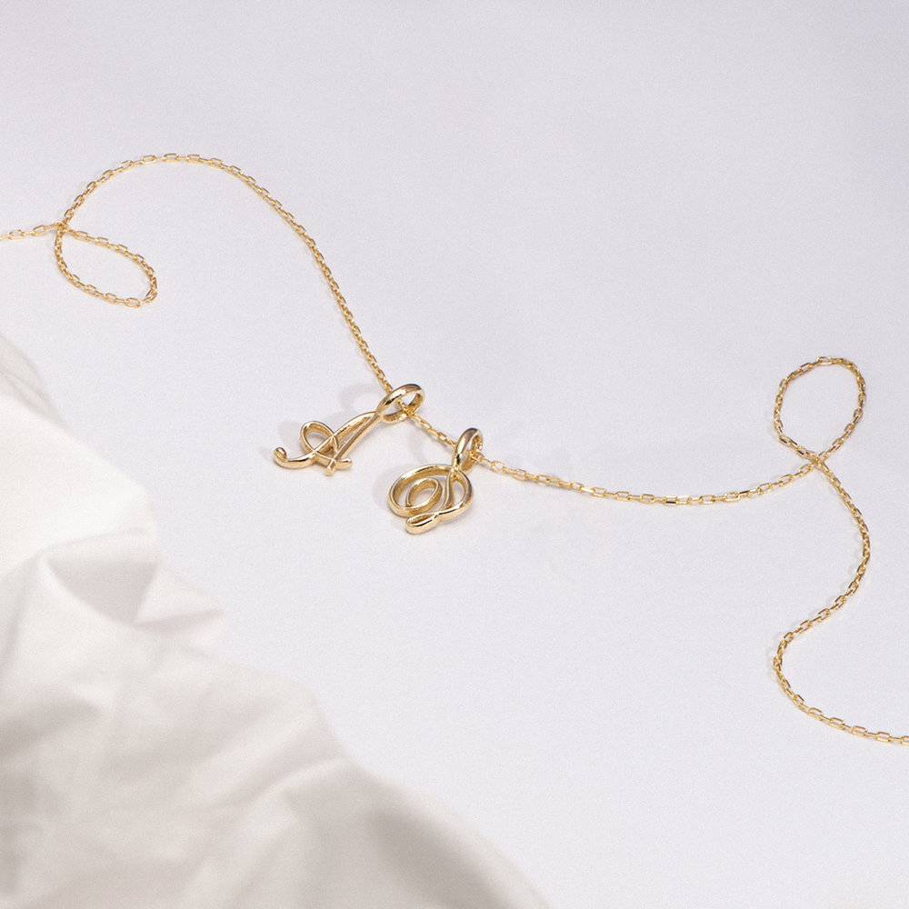 Nina mini Initial with Petit Link chain Necklace- 14k Solid Gold - Oak &  Luna