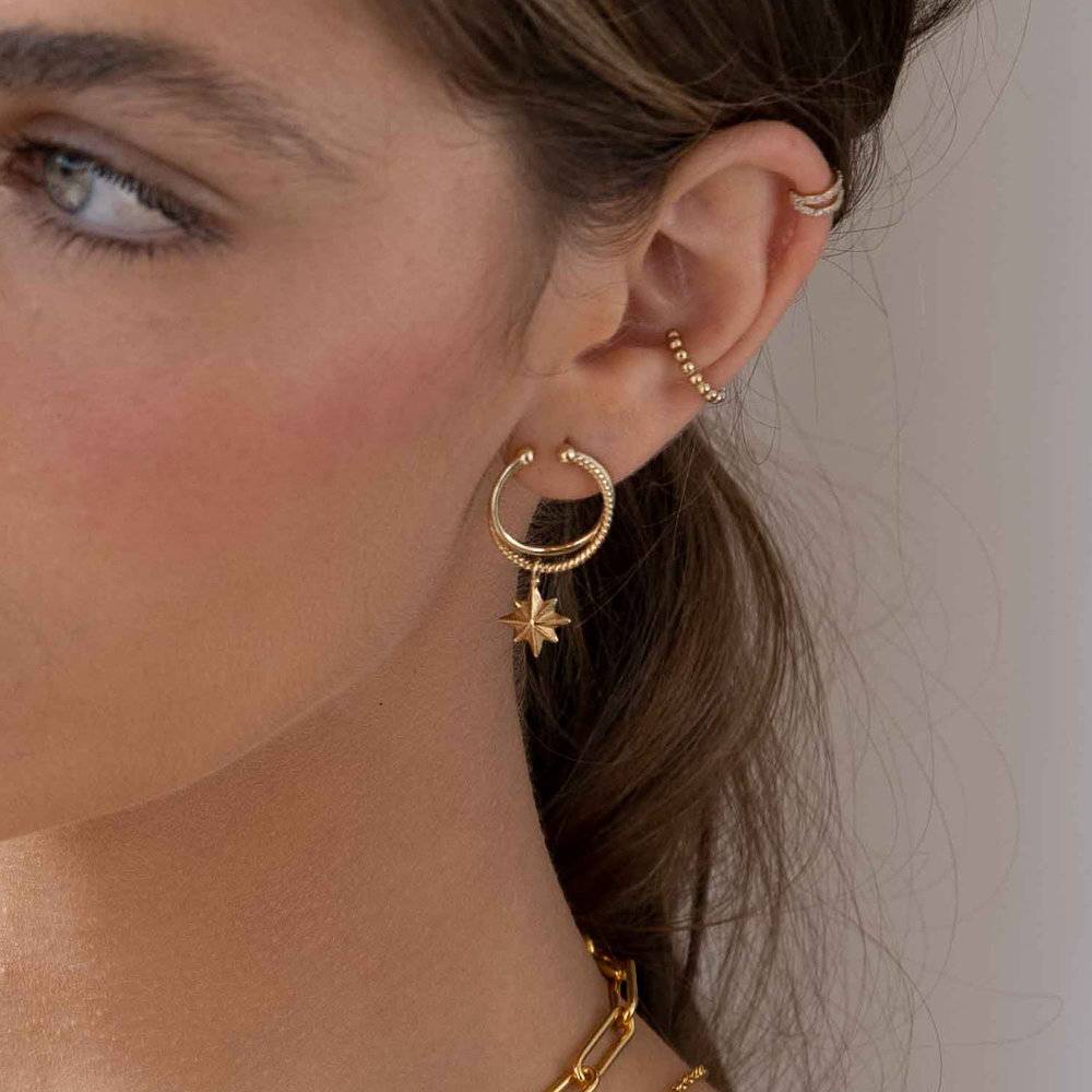 Boucles d'Oreilles Étoile du Nord en Plaqué Or 18cts-3 photo du produit