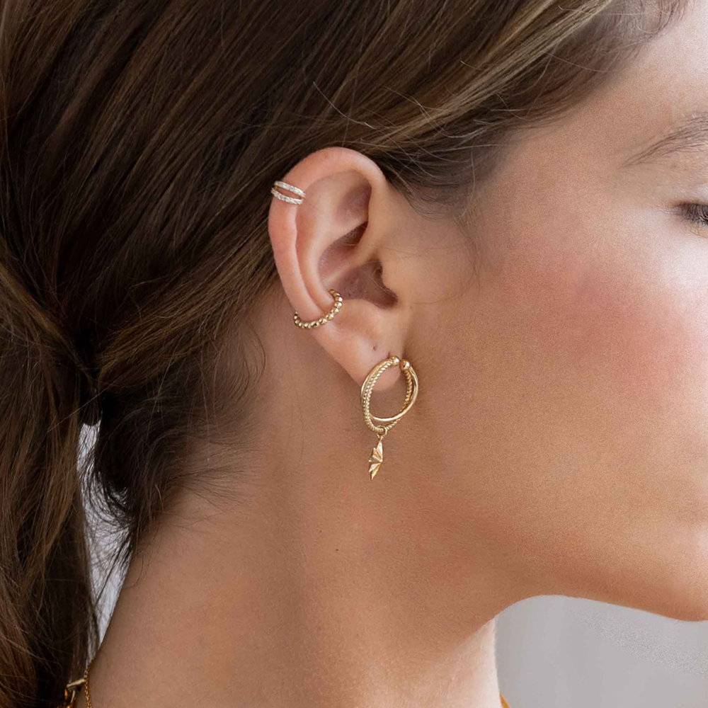 Boucles d'Oreilles Étoile du Nord en Plaqué Or 18cts-2 photo du produit