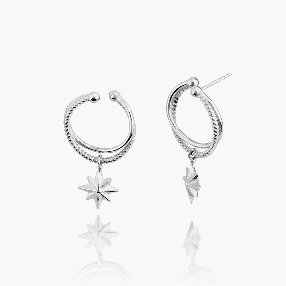 North Star Hoop Earrings - Sterling Silver product photo