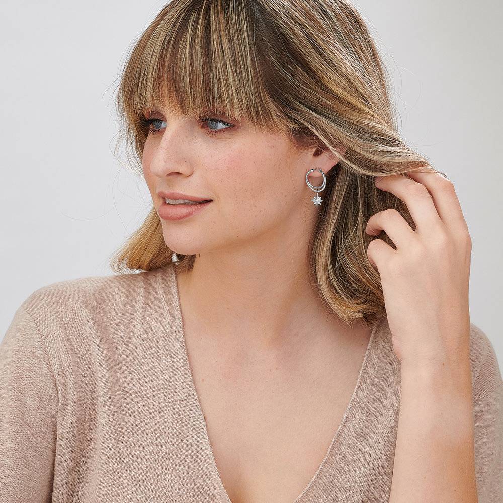 Boucles d'Oreilles Étoile du Nord en Argent 925-4 photo du produit