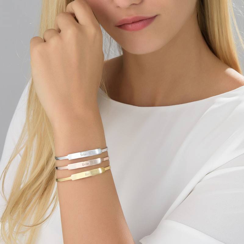 Open Name Bangle Bracelet - Sterling Silver-1 photo du produit