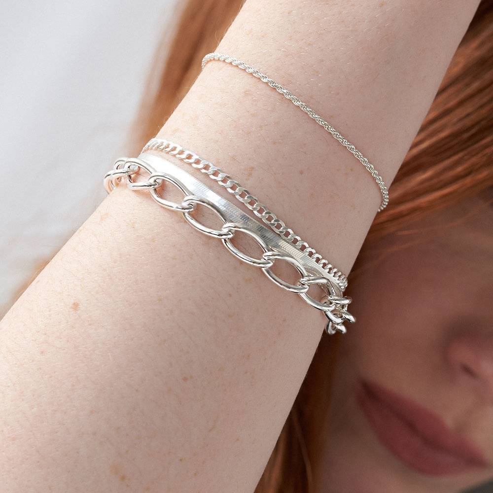Oval Link Chain Bracelet- Silver-5 product photo