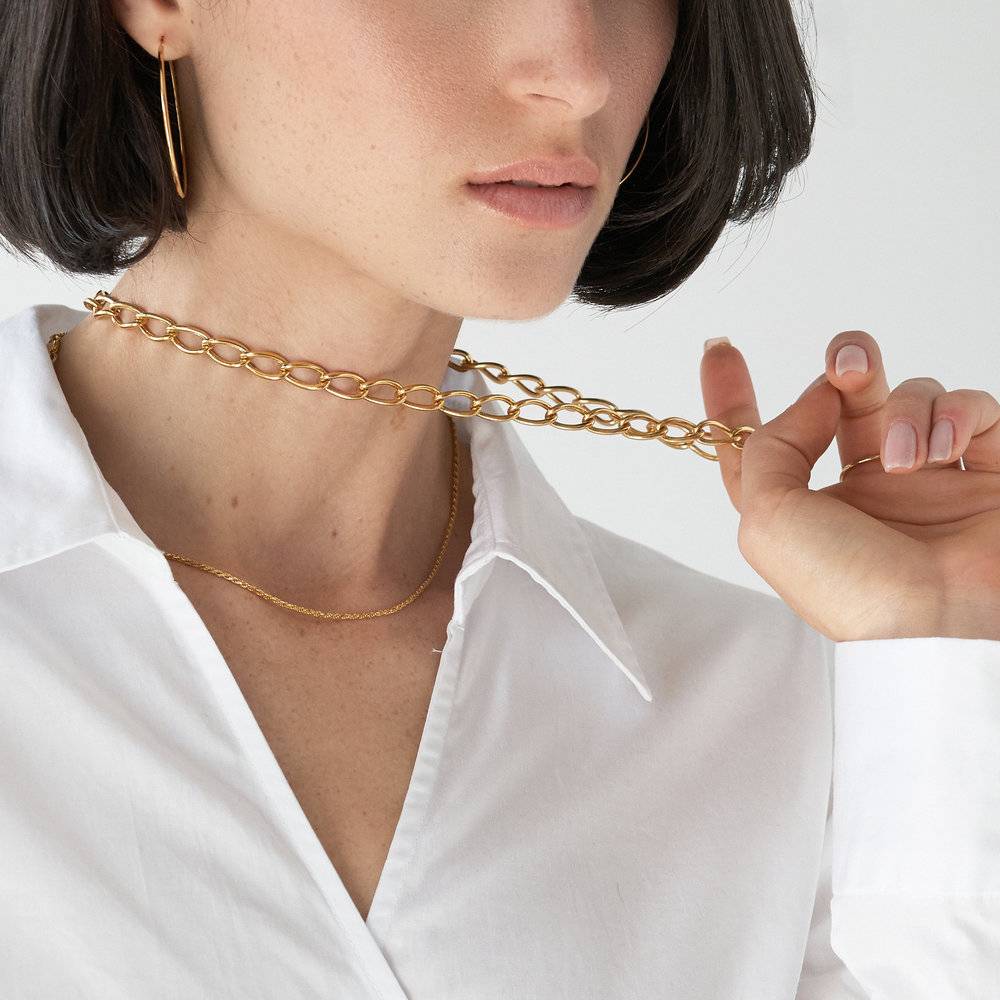Oval Link Chain Necklace- Gold Vermeil-3 product photo