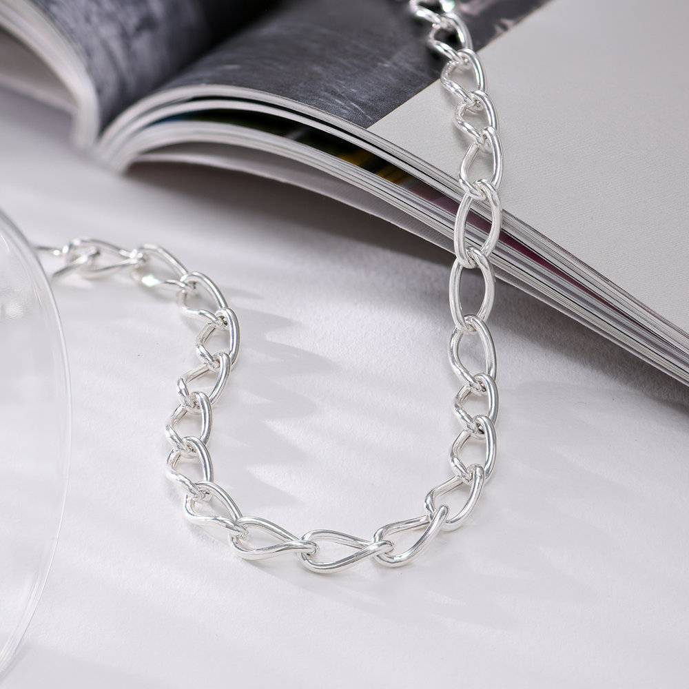 Oval Link Chain Necklace- Silver-1 product photo