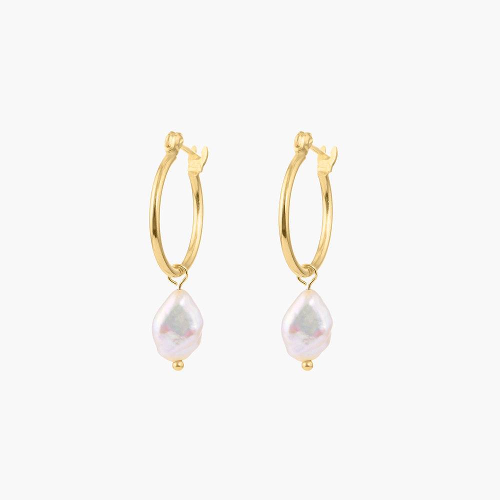 Pearls Just Wanna Have Fun Hoop Earrings - Gold Plated product photo