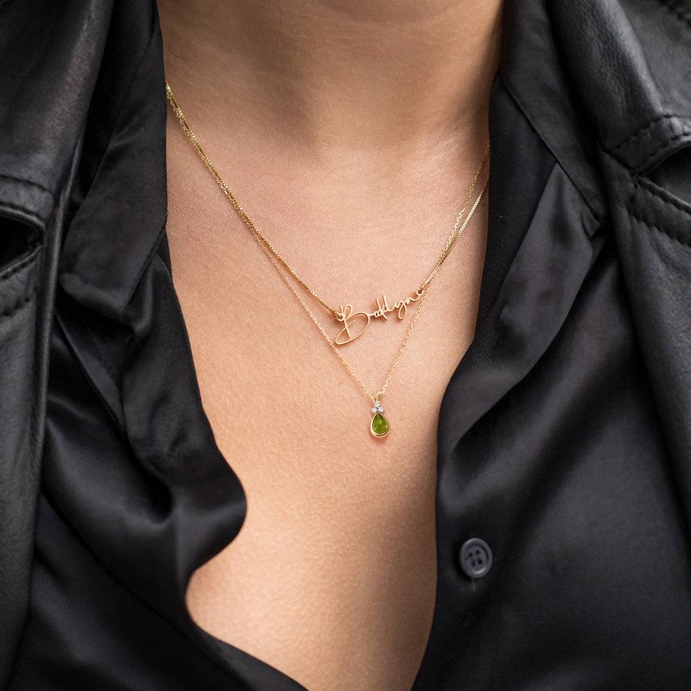 Peridot Pendant Necklace - 14K Solid Gold-3 product photo