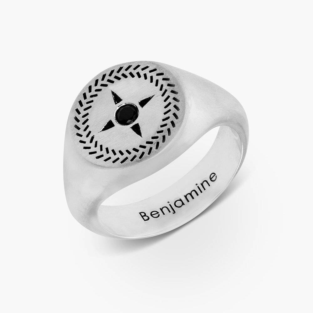 Find My Way - Men's Compass Ring in Silver product photo