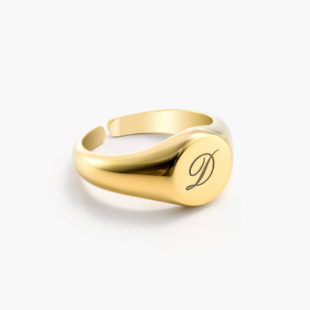 Personalized Initial Signet Ring - Gold Plating-2 product photo