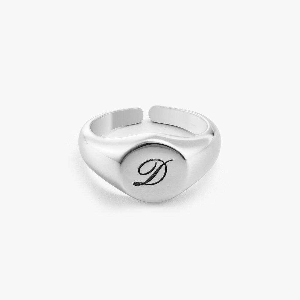 Personalized Initial Signet Ring - Sterling Silver-4 product photo