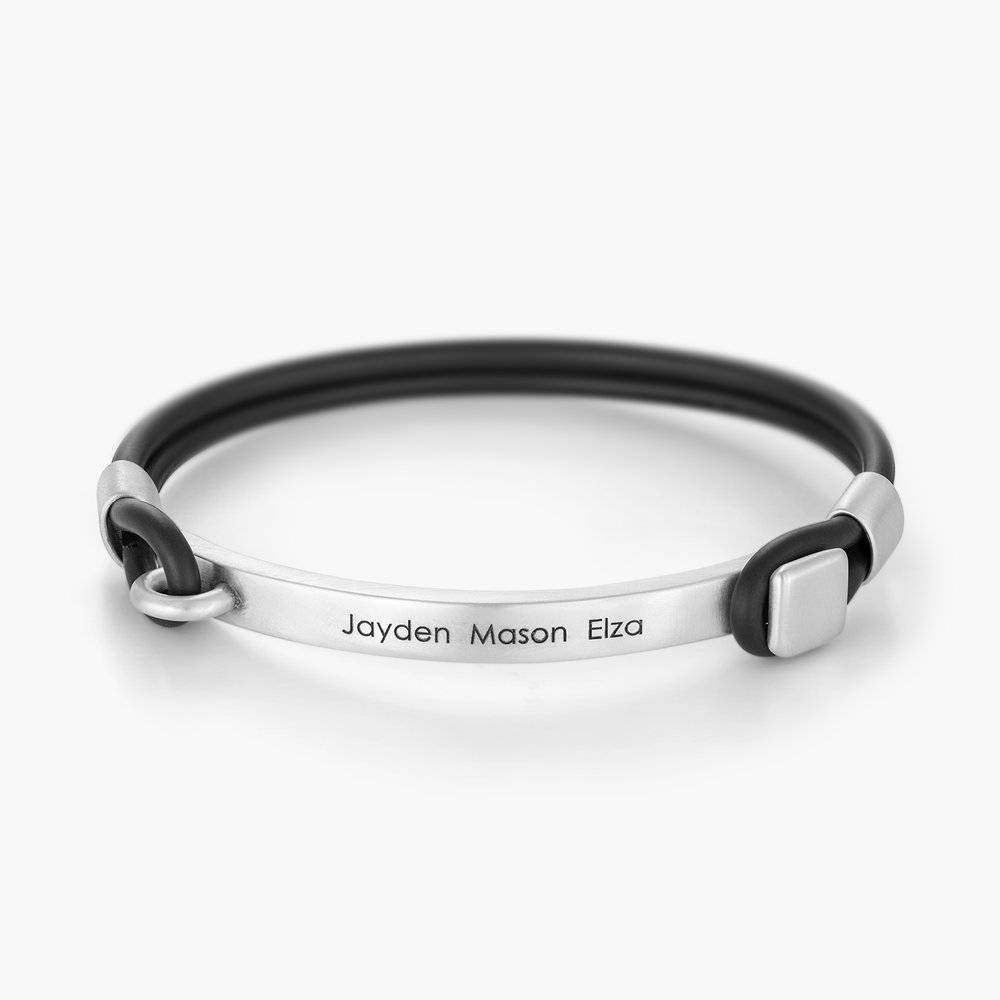 Porter  Men's Engraved Silver Bracelet