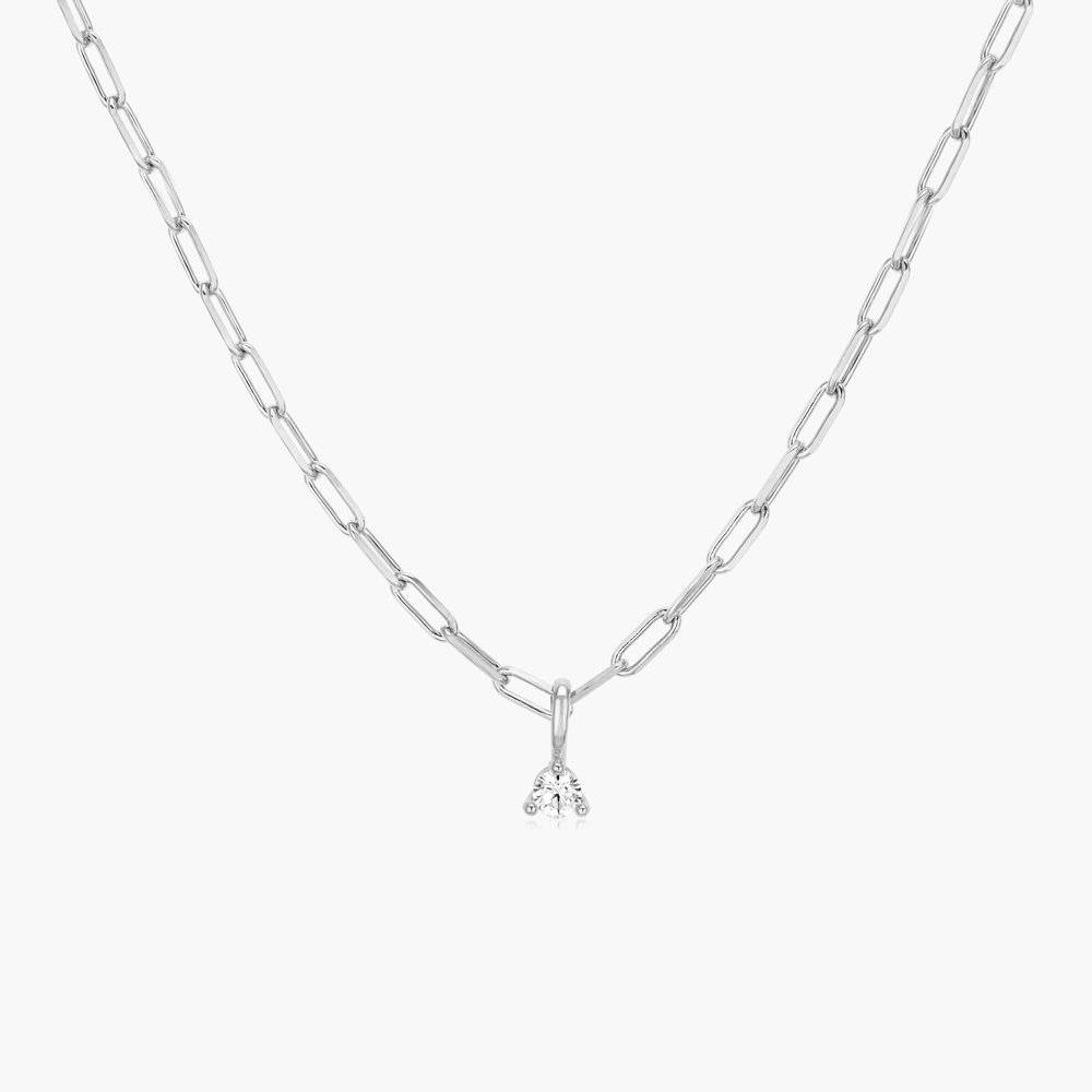 Petit Collier Trombone Avec Diamant - Argent 925 photo du produit