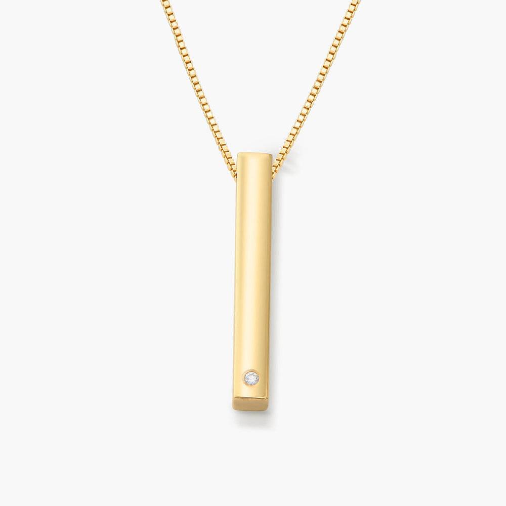 Pillar Bar Necklace with Diamond - 18k Gold Vermeil-2 product photo