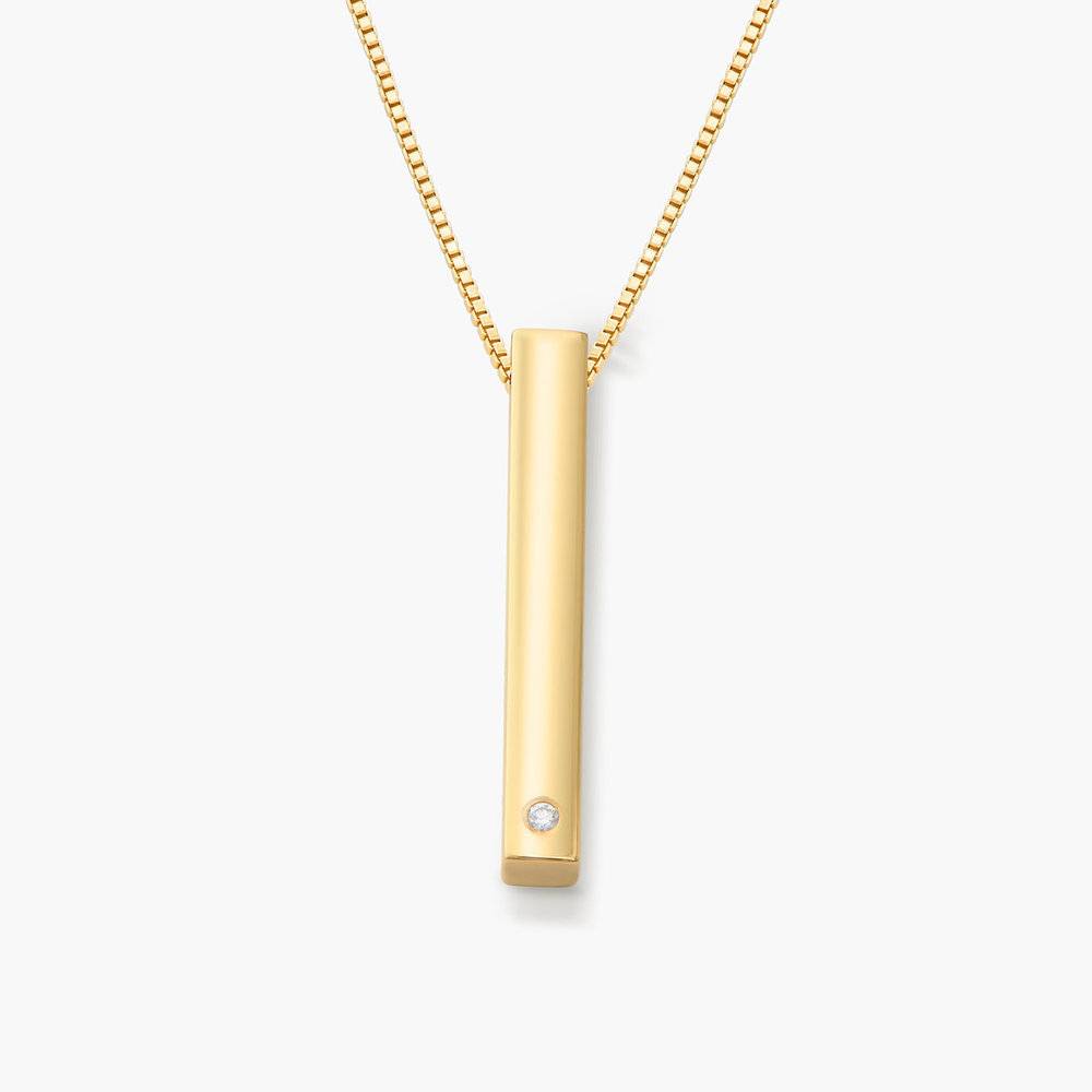 Pillar Bar Engraved Necklace with Diamonds - Gold Vermeil