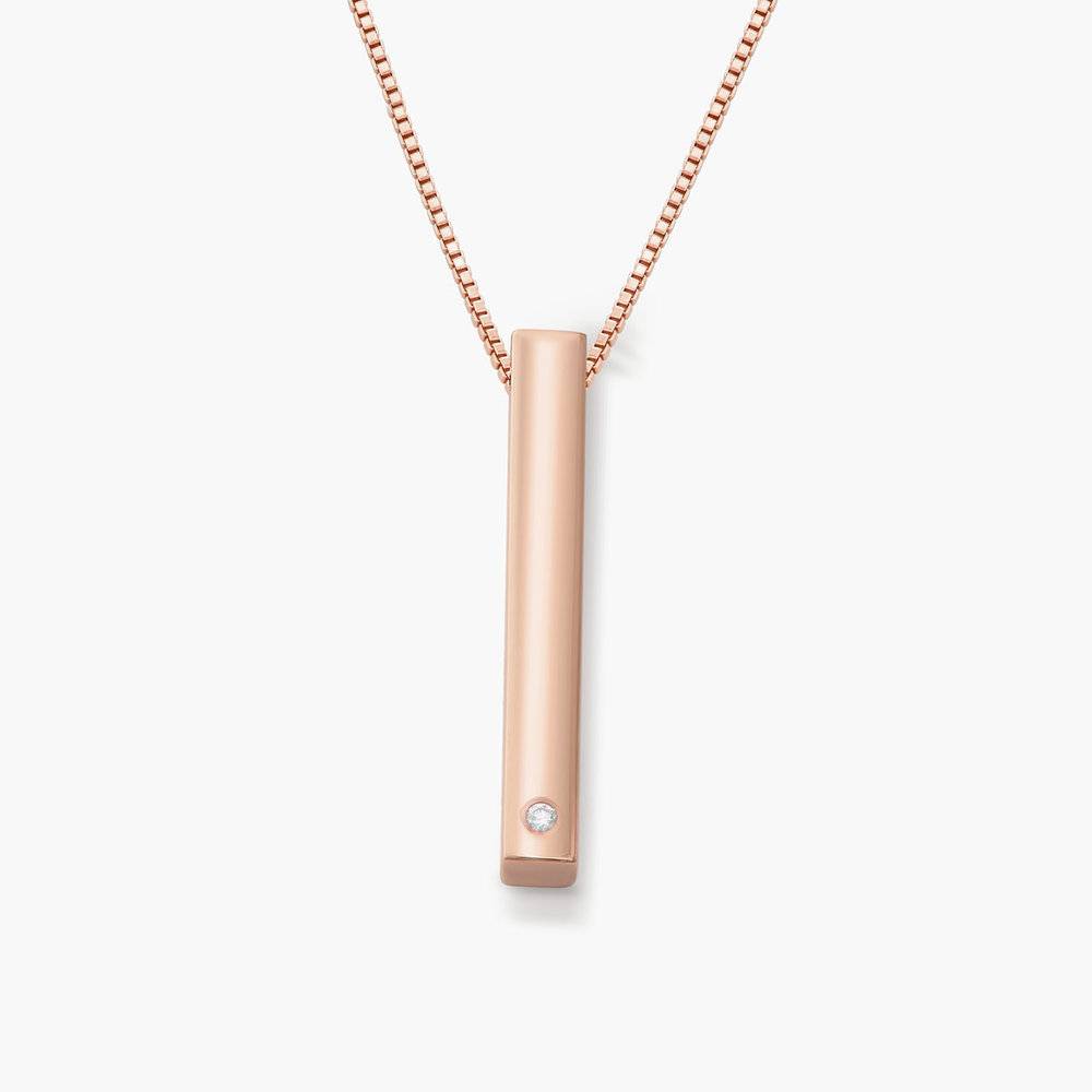 Pillar Bar Necklace with Diamonds - Rose Gold Vermeil-2 product photo