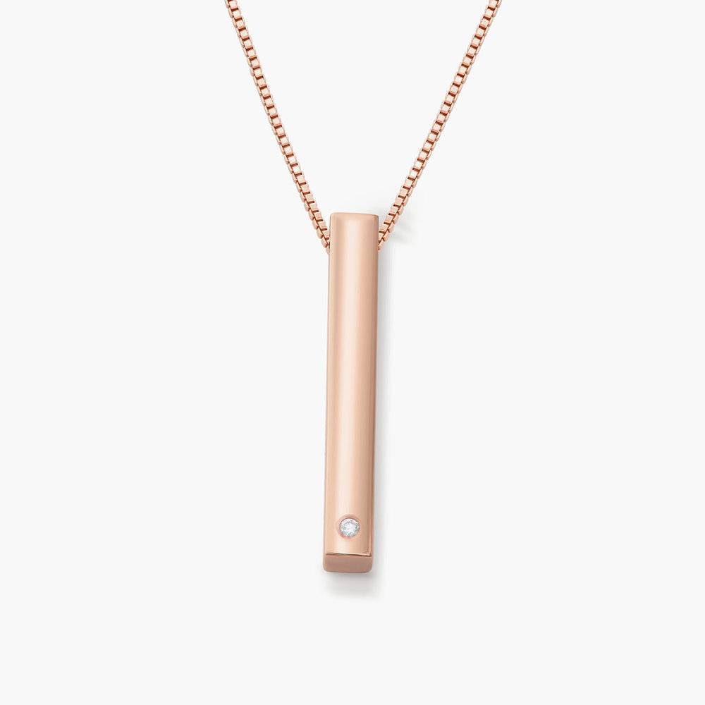 Pillar Bar Necklace with Diamonds - Rose Gold Vermeil-5 product photo