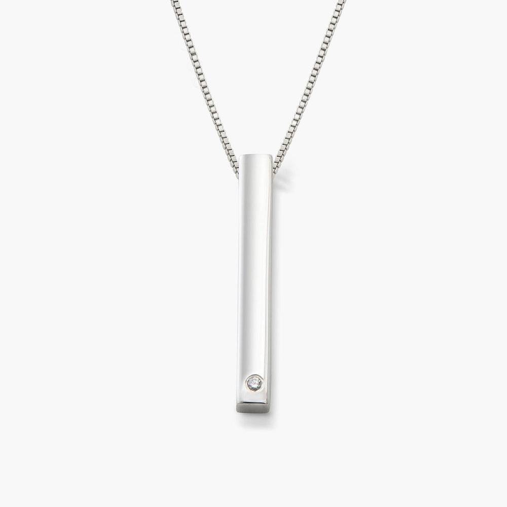 Pillar Bar Necklace with Diamond - Silver-6 product photo