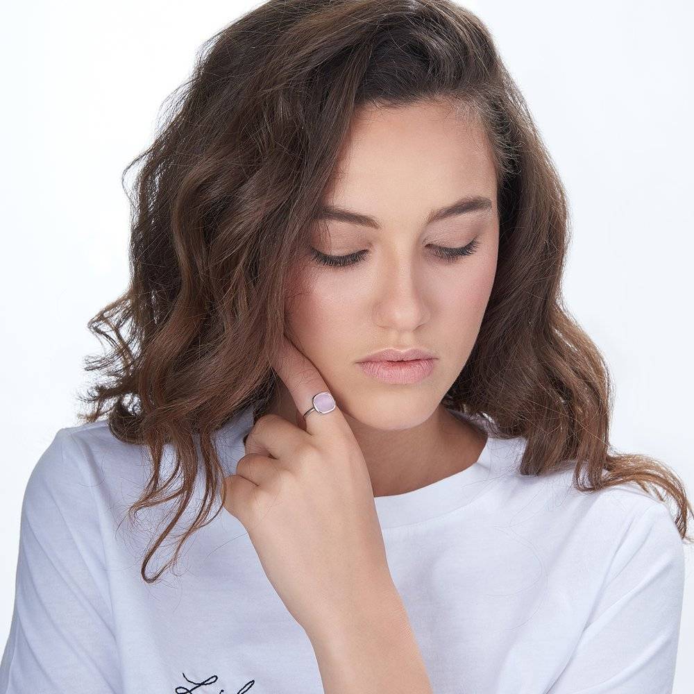 Pink Chalcedony Ring - Silver-2 photo du produit