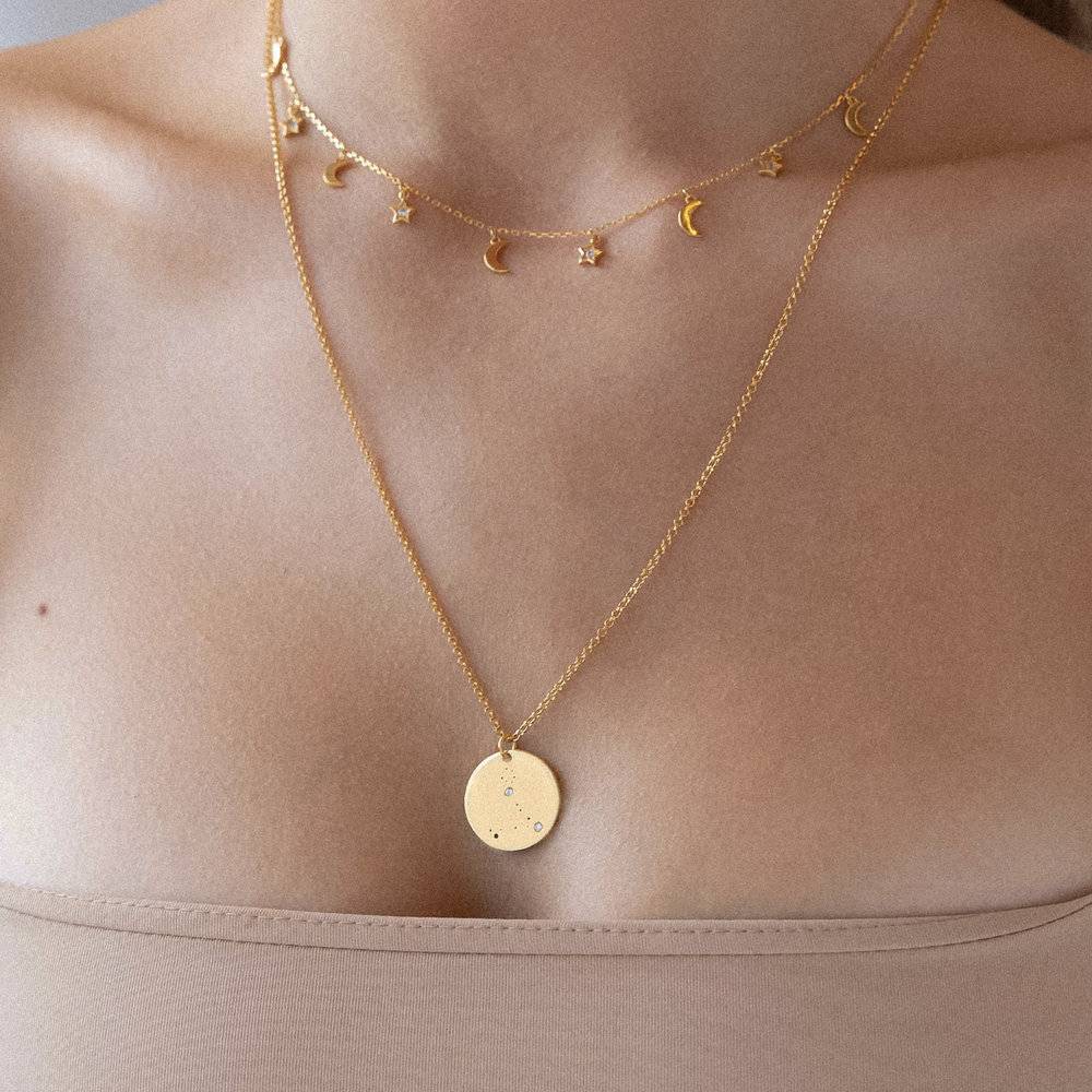 Pisces Zodiac Necklace with Diamonds - Gold Plated-2 photo du produit