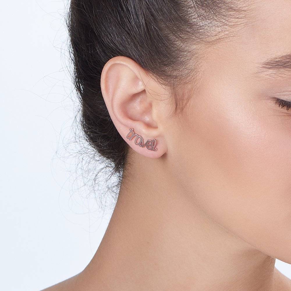 Pixie Name Earrings - Rose Gold Plated-1 photo du produit