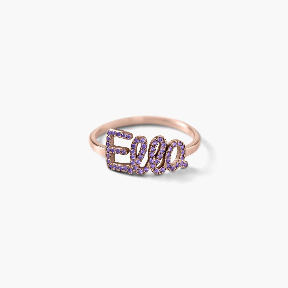 Pixie Name Ring with Cubic Zirconia - Rose Gold Plated-6 photo du produit