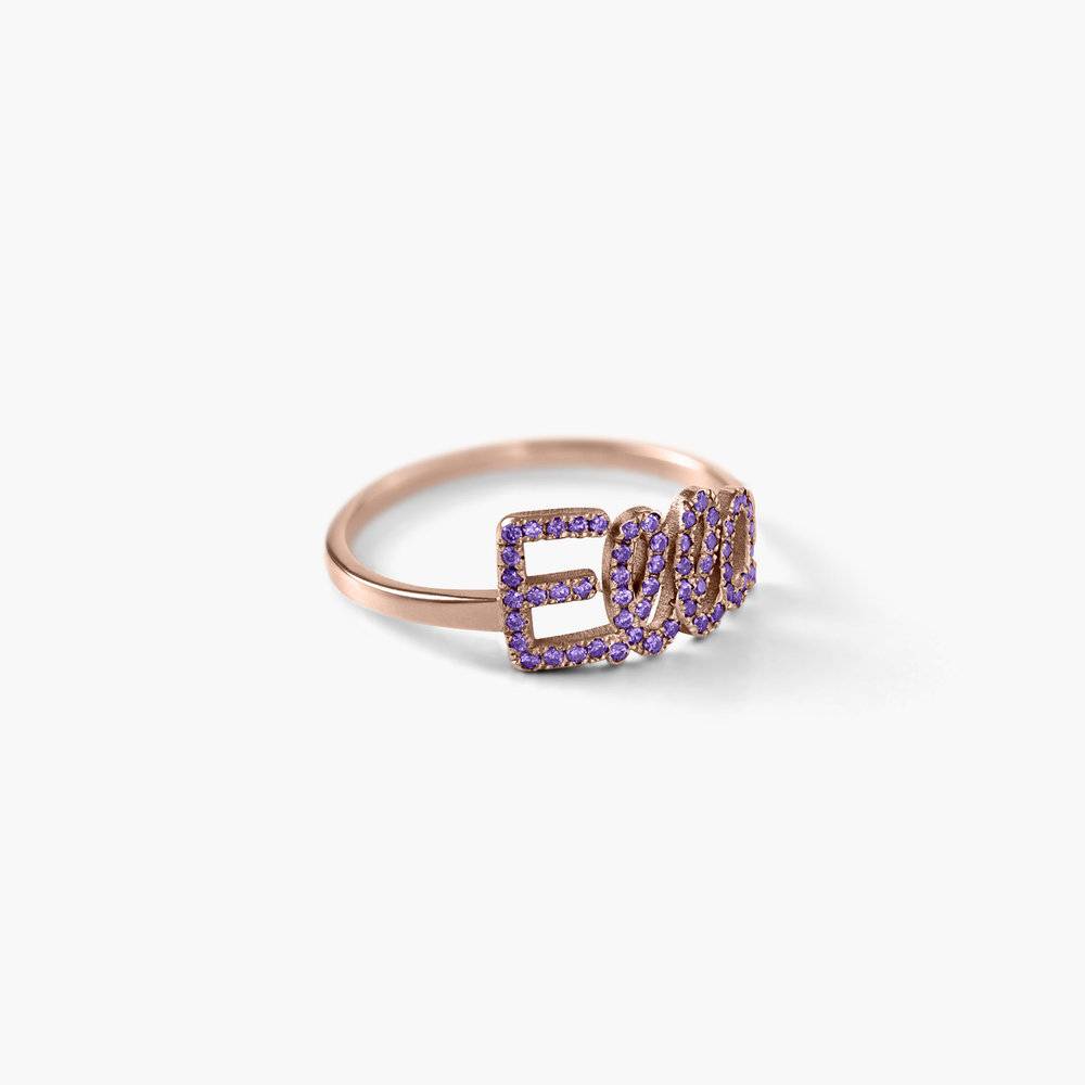 Pixie Name Ring with Cubic Zirconia - Rose Gold Plated-4 photo du produit