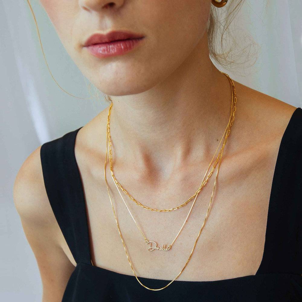 Small Paperclip Chain Necklace - Gold Plated-1 photo du produit