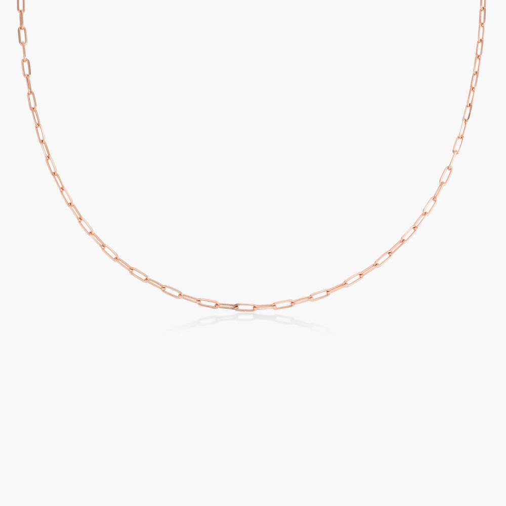 Small Paperclip Chain Necklace - Rose Gold Plating-3 photo du produit