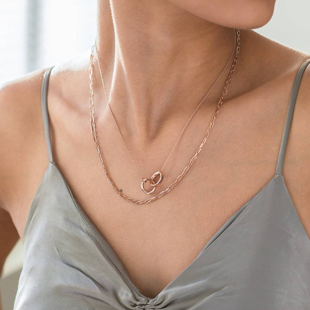 Small Paperclip Chain Necklace - Rose Gold Plating-1 photo du produit