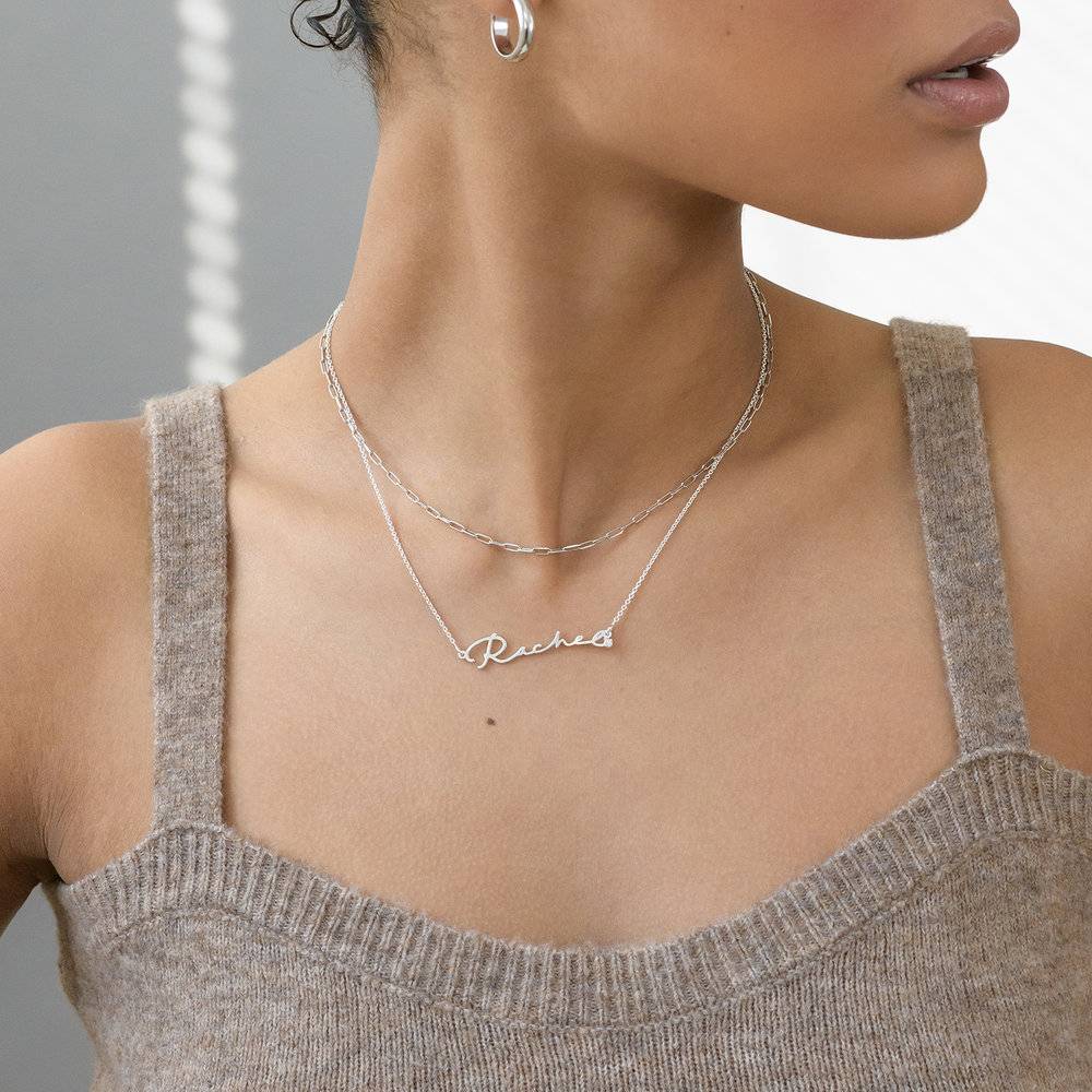 Small Paperclip Chain Necklace - Sterling Silver-3 product photo