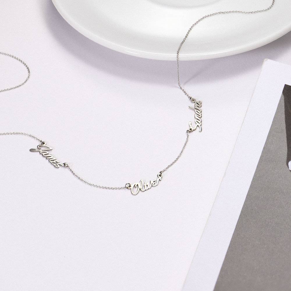 Real Love Multiple Name Necklace - 14k White Solid Gold-1 product photo