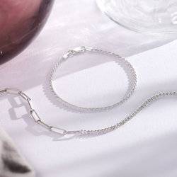 Maren Ankle Bracelet with Initials - Silver - Oak & Luna