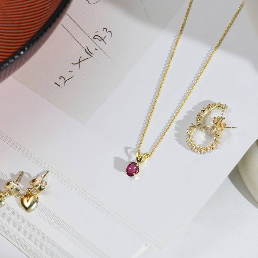 Ruby Pendant Necklace - 14K Solid Gold-1 product photo