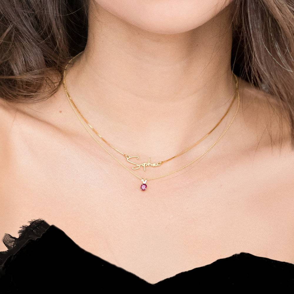 Ruby Pendant Necklace - 14K Solid Gold-3 product photo