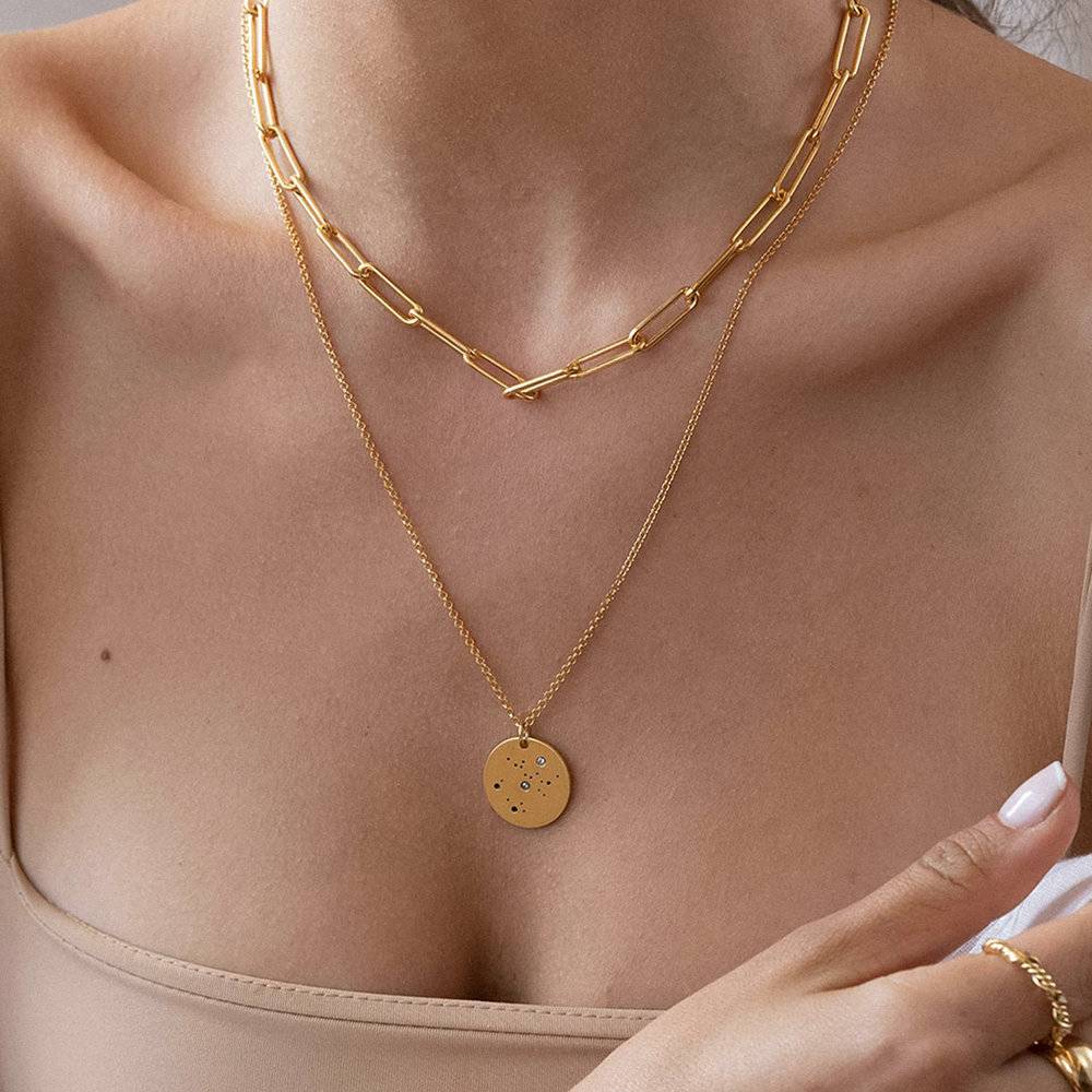 Sagittarius Zodiac Necklace with Diamonds - Gold Plated-3 photo du produit
