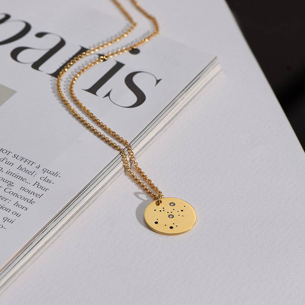 Sagittarius Zodiac Necklace with Diamonds - Gold Plated-2 photo du produit