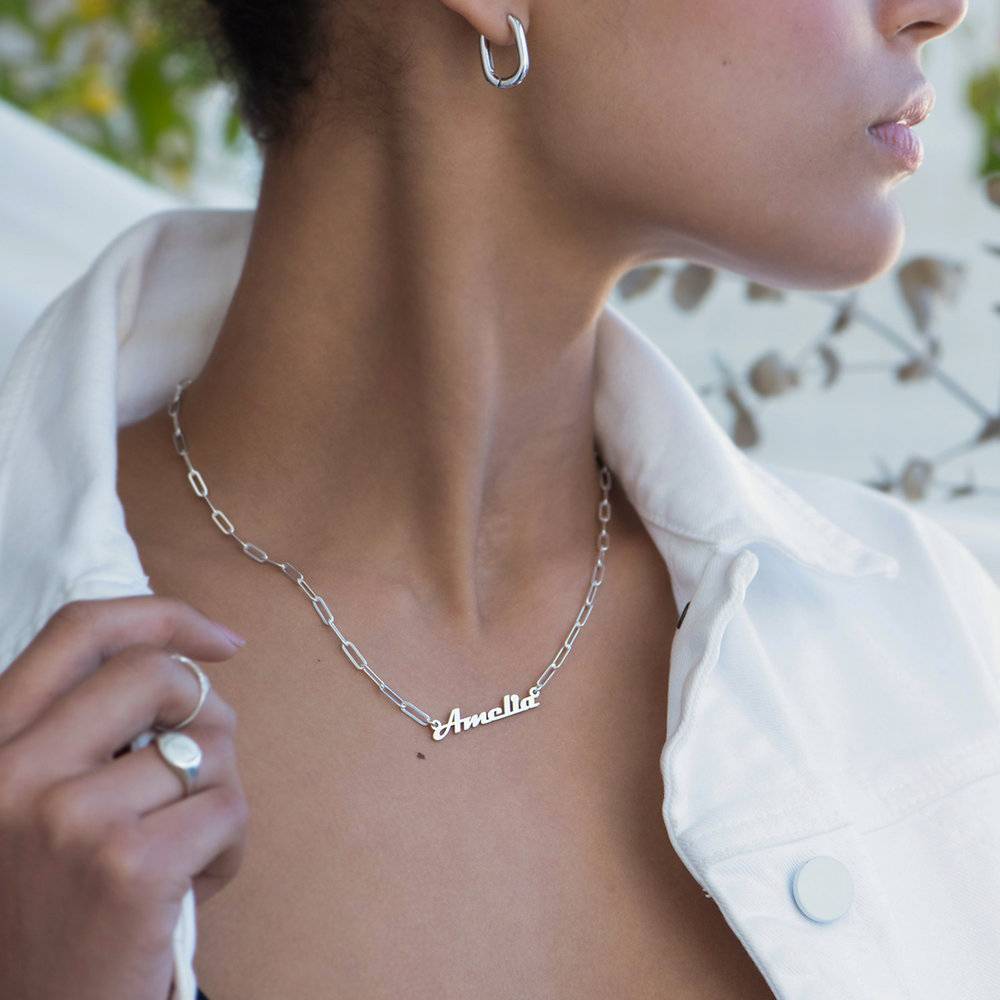 Link Chain Name Necklace  - Silver-2 product photo
