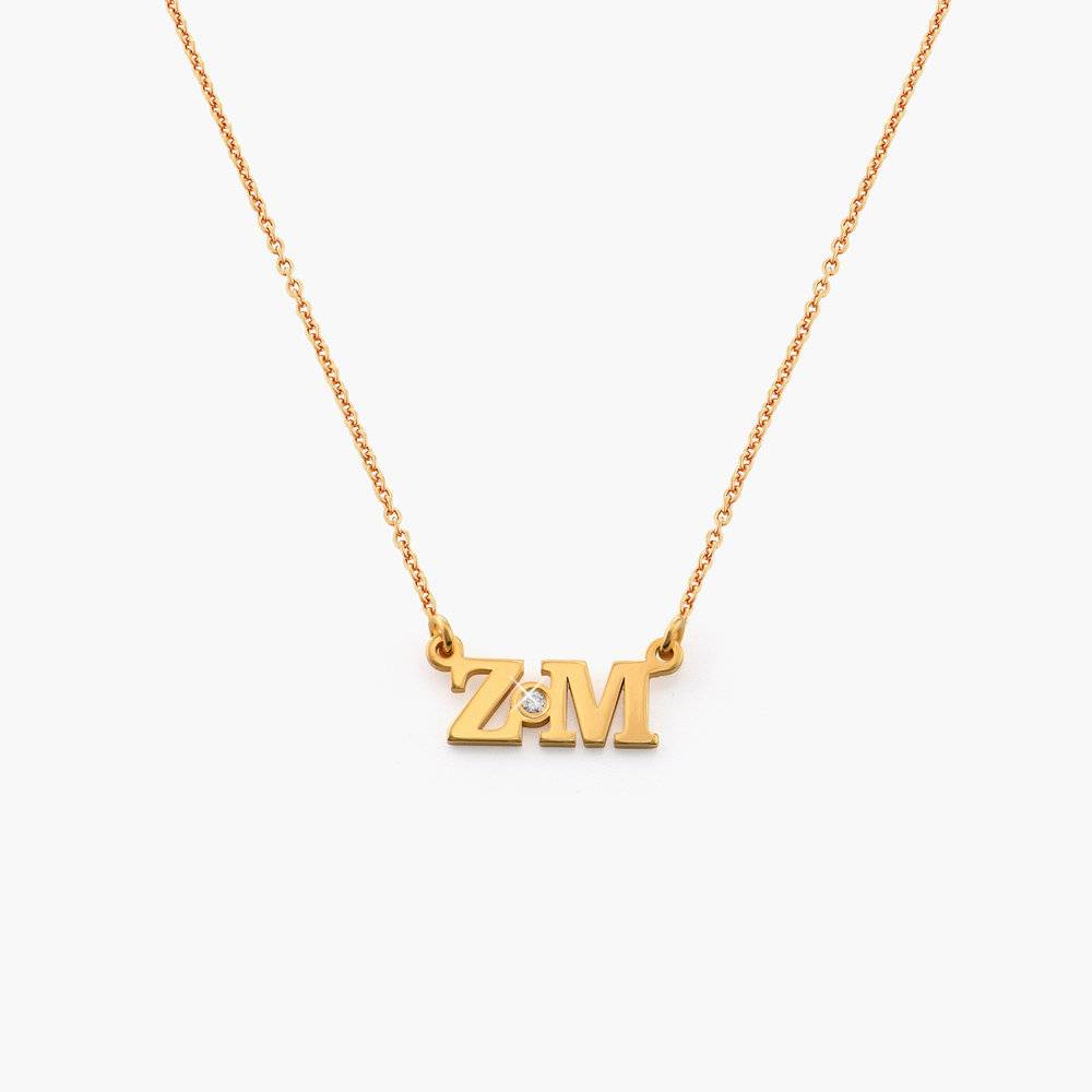 Seeing Double Initials Necklace - Gold Vermeil with diamond-1 product photo