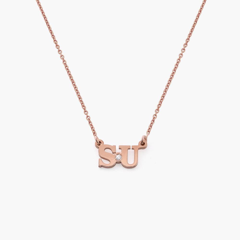 Seeing Double Initials Necklace - Rose Gold Vermeil With Diamond product photo