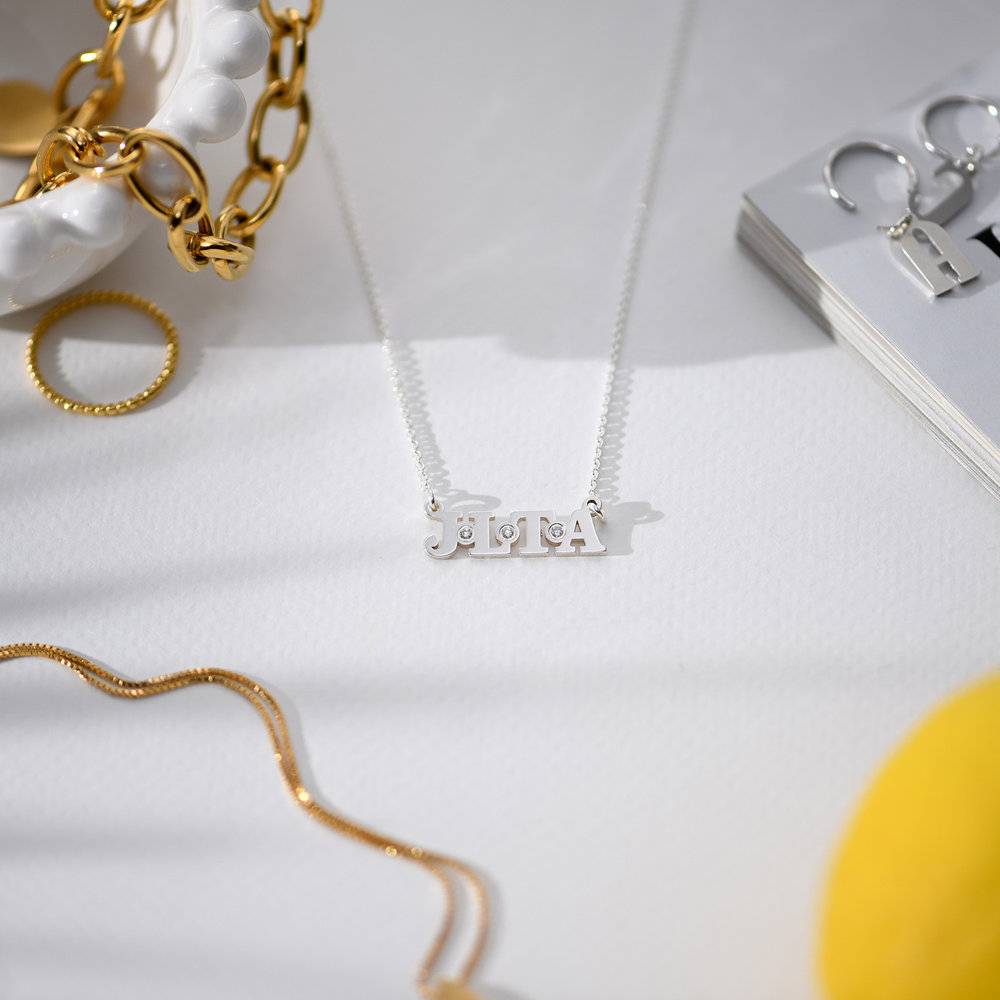 Seeing Double Initials Necklace - Sterling Silver with diamond-1 product photo