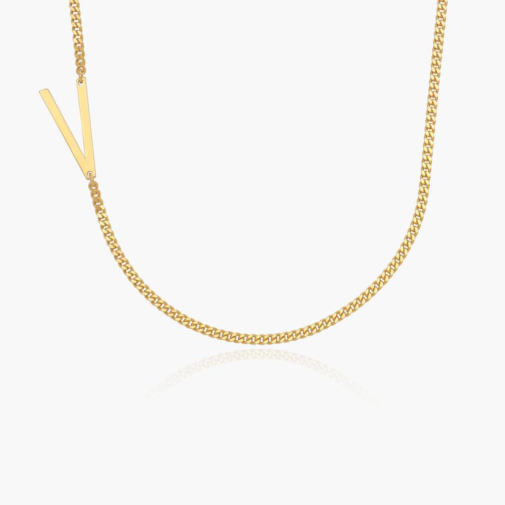 Side Initial Necklace - Gold Vermeil-4 product photo